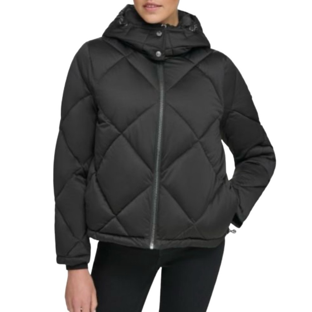 NWT Calvin Klein Hooded Satin Puffer Jacket, size L